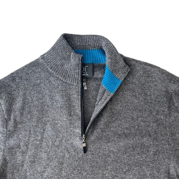 3-29 QI CASHMERE Men's Henley Sweater 100%Cashmere Gray S - Picture 4 of 16